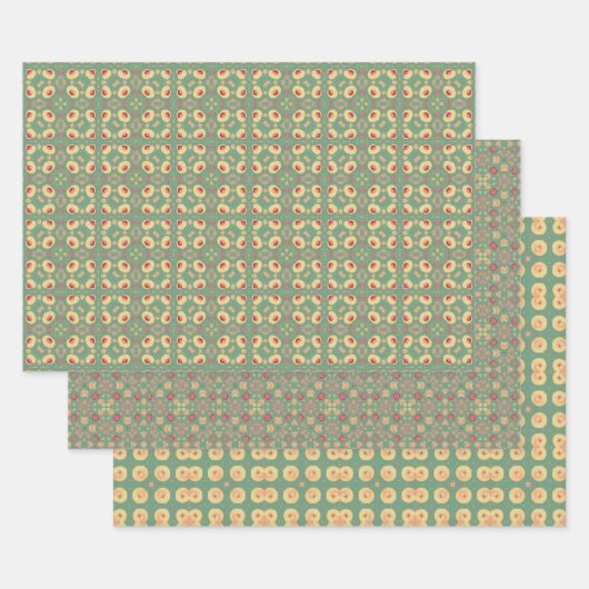 Appelfruit Abstract geometrisch patroon 6 Inpakpapier Vel (Set)