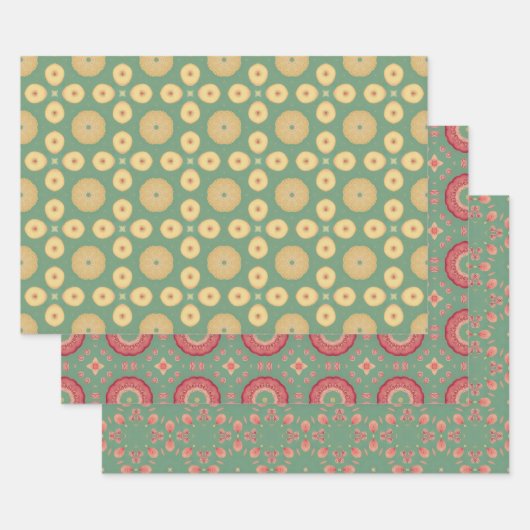 Appelfruit Abstract geometrisch patroon 7 Inpakpapier Vel (Set)