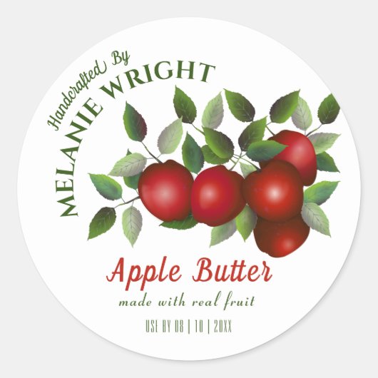 Appelfruit inblikken ronde sticker (Voorkant)