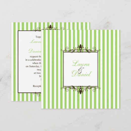 Appelgroen, bruin, witte strepen Scrolls nodigen u Kaart (Voorkant / Achterkant)