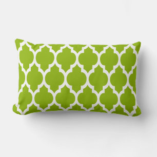 Appelgroen Wit Marokkaans Quatrefoil Patroon #4 Kussen