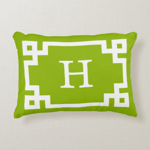 Appelgroen Wt Griekse Sleutel Frame #2 Initiele Mo Decoratief Kussen