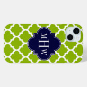 Appelgroen Wt Marokkaans #5 Navy 3 Initiele Monogr Case-Mate iPhone Case (Achterkant (horizontaal))