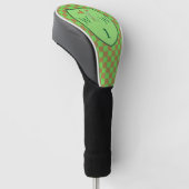 Appelgroene en bruine geruite monogram golfheadcover (Schuin)