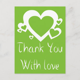 Appelgroene en witte bedankhartjes met liefde briefkaart