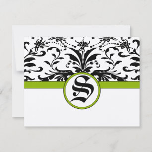 Appelgroene filigrain stijl esthetisch elegant RSVP kaartje