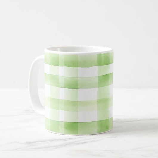 Appelgroene ruit strepen koffiemok (Voorkant links)