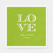 Appelgroene servetten met witte LOVE (Voorkant)