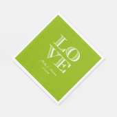 Appelgroene servetten met witte LOVE (Hoek)