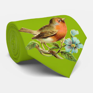 Appelgroene Vintage Vogel Huwelijksdas Stropdas