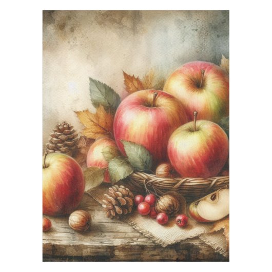 Appelmand op tafel  waterverf tafelkleed (Voorkant)