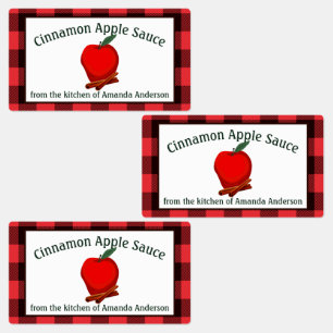 Appelmoes kaneel bewaart geruite voedsellabel labels