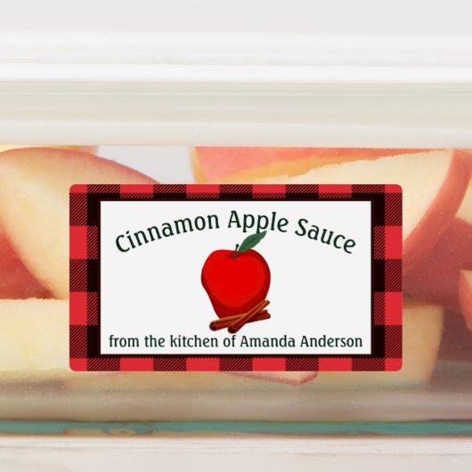 Appelmoes kaneel bewaart geruite voedsellabel labels (Aangebracht)