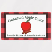 Appelmoes kaneel bewaart geruite voedsellabel labels (Design 2)