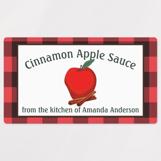 Appelmoes kaneel bewaart geruite voedsellabel labels (Design 1)