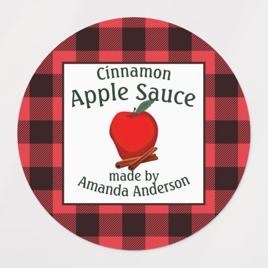 Appelmoes Kaneel Ingemaakt Schots Geruit C Voedsel Labels (Design 2)