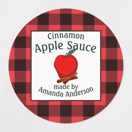 Appelmoes Kaneel Ingemaakt Schots Geruit C Voedsel Labels (Design 1)