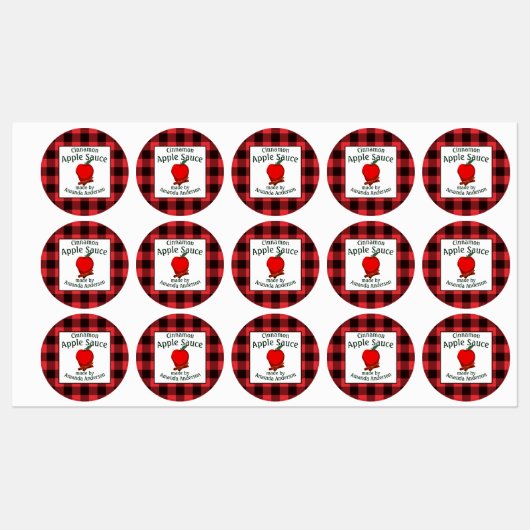 Appelmoes Kaneel Ingemaakt Schots Geruit C Voedsel Labels (Vel)