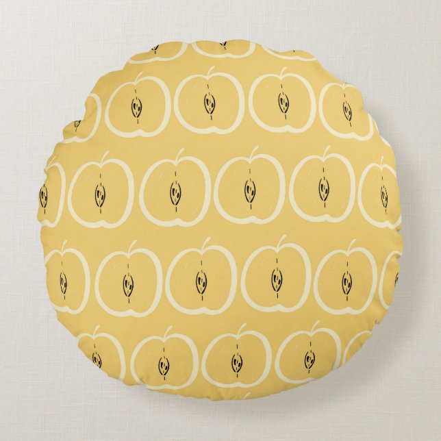  appelmotief: behangontwerp. rond kussen (Voorkant)