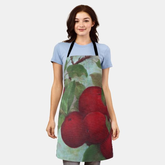 Appeloogst, rood en groen schort (Gedragen)