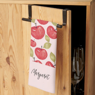 Appelpatroon Aquarel Handgeschilderd Monogram Theedoek
