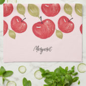 Appelpatroon Aquarel Handgeschilderd Monogram Theedoek (Gevouwen)