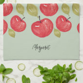 Appelpatroon Aquarel Handgeschilderd Monogram Theedoek (Gevouwen)