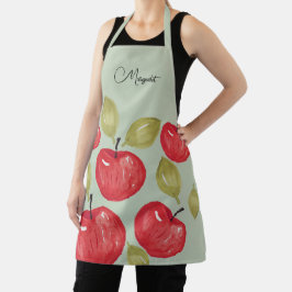 Appelpatroon Aquarel Handgeschilderd Papier Kust Schort