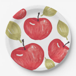 Appelpatroon Aquarel Handgeschilderd Papieren Bordje