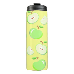 Appelpatroonvector groen thermosbeker