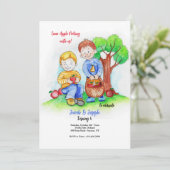 Appelpluk Jongens Uitnodiging (Staand voorkant)