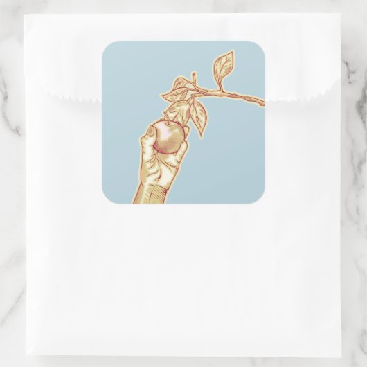 Appelplukoogst Vierkante Sticker (Tas)