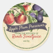 Appelpruimenjam bewaart huisconservenlabel ronde sticker (Voorkant)