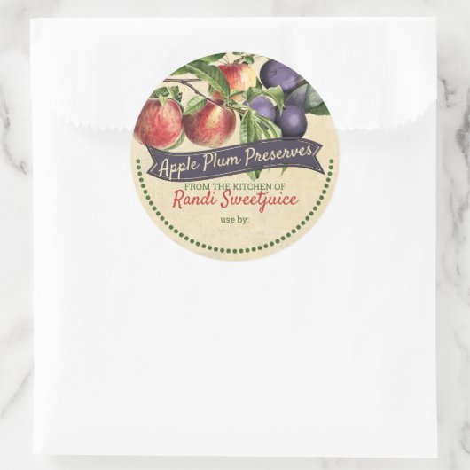 Appelpruimenjam bewaart huisconservenlabel ronde sticker (Tas)