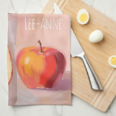 Appels aquarel op gestructureerde achtergrond theedoek (Quarter Fold)