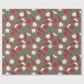 Appels, bloemen en kaneel Naadloze Thanksgiving Cadeaupapier (Vlak)