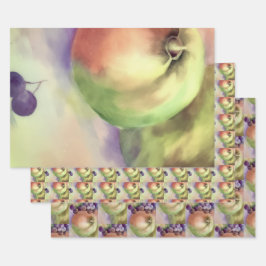 Appels Druiven Cadeauband - Fruit Oogst Inpakpapier Vel