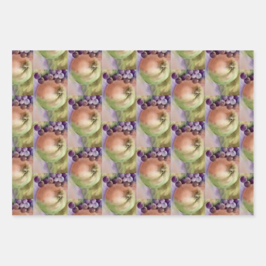 Appels Druiven Gift Wrapping - Fruit Oogst Inpakpapier Vel (Voorkant 3)