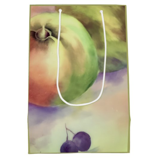 Appels Druiven Gift Wrapping - Fruit Oogst Medium Cadeauzakje (Achterkant)