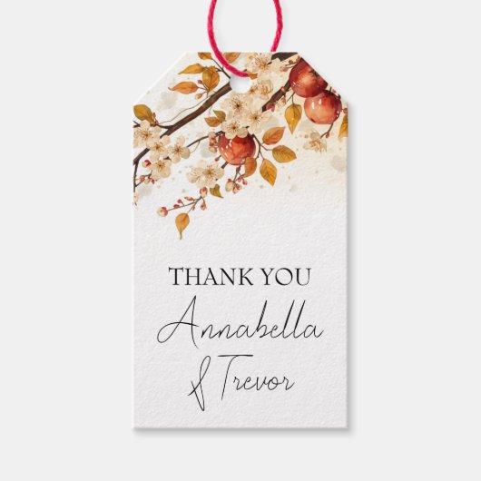 Appels en Bloesems Herfst Bruiloft Aangepaste Naam Cadeaulabel (Voorkant)