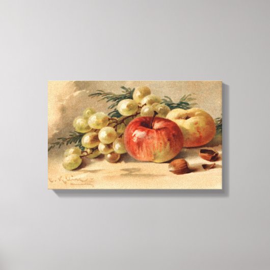 Appels en druiven Stretched Canvas Print (Voorkant)