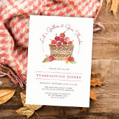 Appels en Gingham Thanksgiving Dinner Invitation Kaart