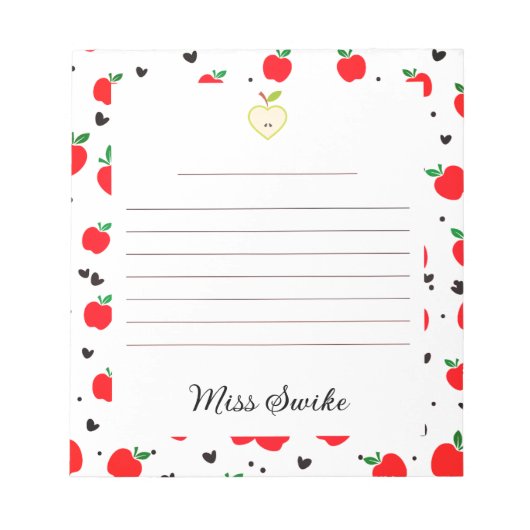 Appels en harten leraar notitieblok (Voorkant)