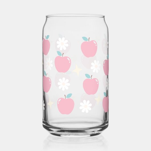 Appels en madeliefjes blikvorm glas (Achterkant)