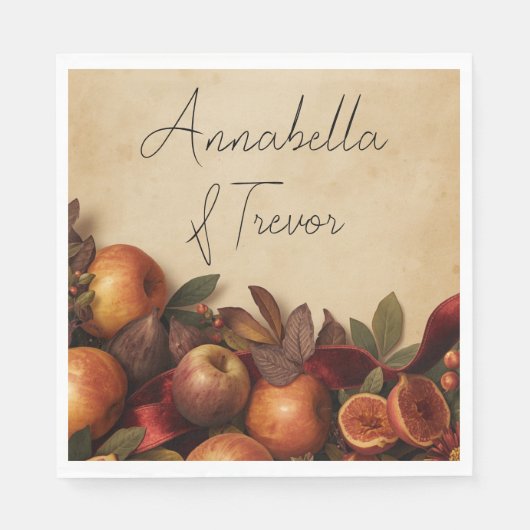 Appels en Vijgen Rustige Herfst Aangepaste Naam Servet (Voorkant)
