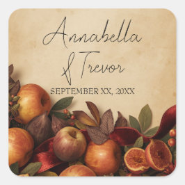 Appels en Vijgen Rustige Herfst Aangepaste Naam Vierkante Sticker