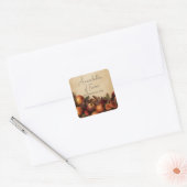 Appels en Vijgen Rustige Herfst Aangepaste Naam Vierkante Sticker (Envelop)