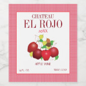 Appels Fruit Zomer Oogst Gingham Wijn Etiket (Enkel label)