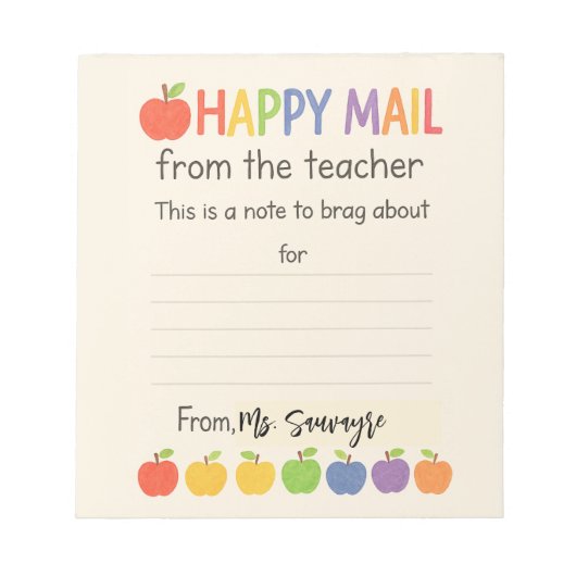 Appels Happy Mail – Schattige Leraar Notitieblok (Voorkant)