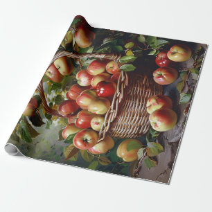 Appels in een mandje Stilleven Schilderij Decoupag Cadeaupapier